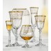 Angela Wine Glass With Gold Pantograph Etching & Two Golden Bands - 400 ml