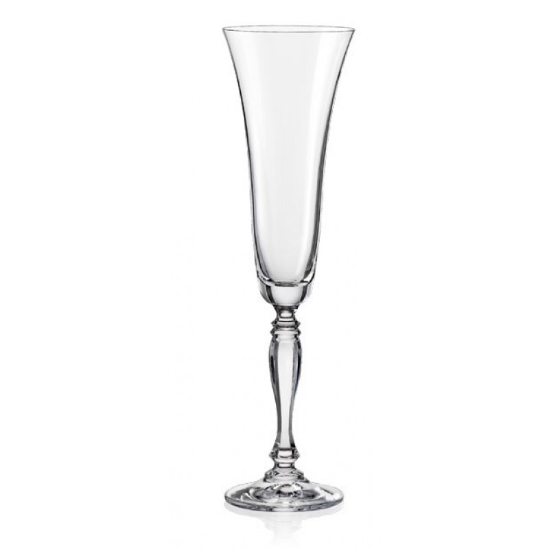 Bohemia Crystal Victoria Champagne Glasses with Colourful Stem and Engraving 180 ml 