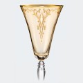 Victoria Amber Champagne Glass With Gold Pantograph Decor. - 180 ml