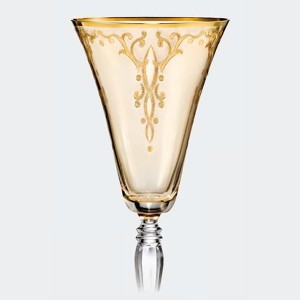 Victoria Amber Champagne Glass With Gold Pantograph Decor. - 180 ml 
