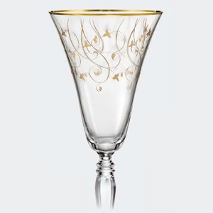 Victoria Q7917 Pantograph Golden Line Leaf Design  Champagne Glass - 180 ml